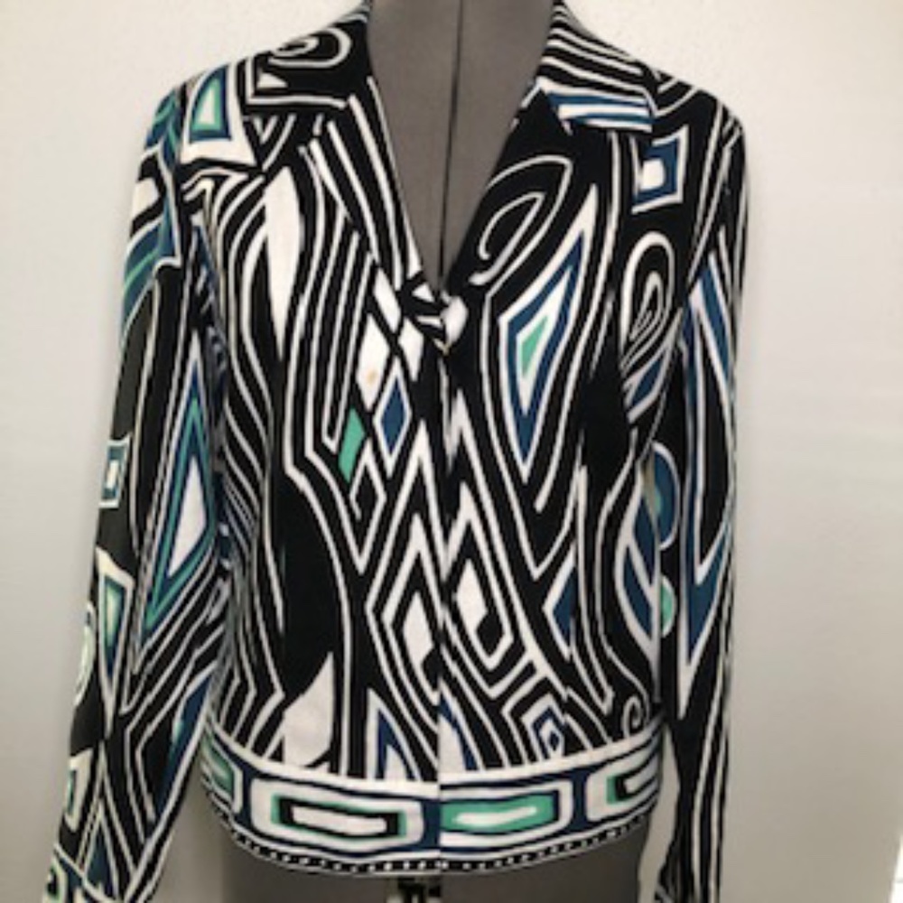 Transitions Abstract Lined Lightweight Jacket Size 12